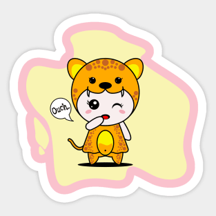 Cute Leopard Character Sticker